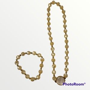 Vintage 80's Plastic Pearl Costume Jewerly Necklace and Bracelet Set